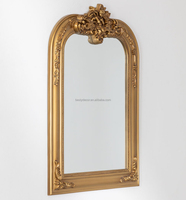 Vente en gros de coiffeuse baroque ornée d'arche design en PU sculpté en or, tenture murale, entrée, couloir, ensemble de table, miroir