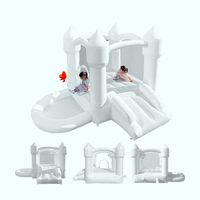 Château gonflable miniature blanc, trampoline blanc, toboggan combiné