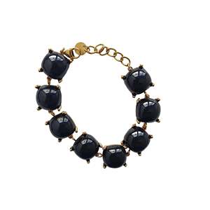 Black <b>Stone</b> <b>Bracelet</b> Gold Plated 316L Stainless Steel Sustainable Resistant Fashion Jewelry - Product Image 1
