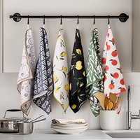 Serviette de cuisine en microfibre gaufrée personnalisée EM, douce, sans peluches, super absorbante, séchage rapide pour un usage propre et sec