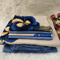 Parure de lit en coton premium 6 pièces : 1 drap plat, 1 drap-housse, 4 taies d'oreiller imprimées, ensemble de draps doux pour la chambre à coucher, la maison et l'hôtel