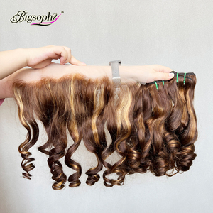 Cheveux vierges vietnamiens, cheveux bouclés Funmi, 12 à 20 pouces, 3 tons de couleur, dentelle frontale 13*4 - Product Image 4