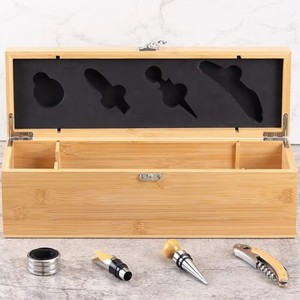 Caja de regalo de vino de bambú rectangular, embalaje de madera hecho a mano para almacenamiento y presentación de botellas de vino - Product Image 3