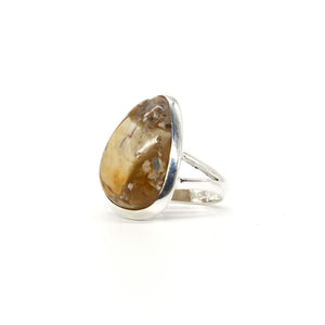 Anillo de Plata de Ley 925 Hecho a Mano con Piedras Preciosas Naturales, Mookaite Brecciado, Acabado Pulido, Engaste en Bisel, Joyería para Mujer - Product Image 1
