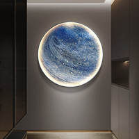 Peinture décorative moderne de luxe avec lune et globe pour entrée, chambre, salon, fond de canapé, peinture suspendue avec éclairage LED