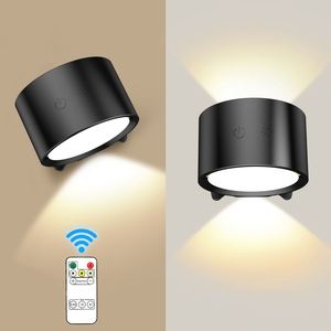 Rechargeable Cordless <b>LED</b> <b>Wall</b> Lamp Remote Control Double Sided <b>Dimmable</b> Night <b>Light</b> Rotatable Bedroom Table Lamp Metal Candle - Product Image 2