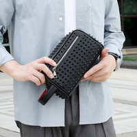 Bolsos de Mano de Piel Sintética de Alta Gama para Hombre, Modernos y a la Moda, con Cierre de Cremallera y Forro de Poliéster