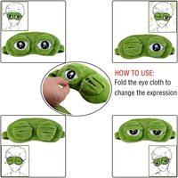 Masque pour les yeux en peluche grenouille 3D mignon, imprimé par transfert thermique, doux, pour toutes les saisons