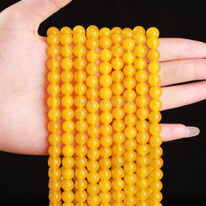 Perles rondes en agate jaune naturelle Jingde Jewelry pour bracelet DIY, accessoires, vente directe d'usine - Product Image 4