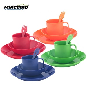 Tùy Chỉnh Màu Sắc Nhựa Đồ Ăn 16Pcs Cắm Trại Nhựa Bộ Đồ Ăn Bộ Đồ Ăn Bằng Nhựa Ngoài Trời - Product Image 2