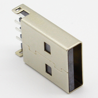 Conector USB 2.0 Macho Tipo A para PCB, Enchufe de 180 Grados SMT AM de 4 Pines, Conector USB de Latón y Metal para Cable de Datos de Computadora