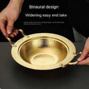 وعاء طهي كوري من الفولاذ المقاوم للصدأ 304 غير لاصق ذهبي سميك لطهي المأكولات البحرية مع مقبضين مزدوجين للغاز والحث - Product Image 2