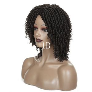 Perruques courtes pour tresses de couleur ombrée pour femmes avec accessoire de cheveux polyvalent sans dentelle sur le devant - Product Image 1