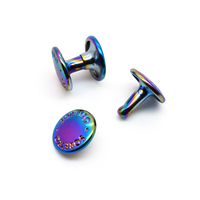Logo personnalisé arc-en-ciel tête de champignon rivets creux bouton pression tête rivet de vêtement rivets en laiton à double capuchon pour le cuir