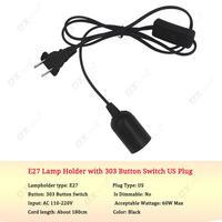 AU EU US Plug E27 support de lampe norme nationale 0.5mm fil de cuivre 303 interrupteur pleine dent E27 support de lampe base pour suspension