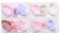 Coffret Cadeau Fantaisie à Succès : Ensemble Chaussettes et Bandeau Princesse pour Bébé avec Nœuds en Dentelle et Fleurs