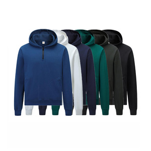 Sweat-shirt à capuche mi-zippé en polaire DuPont Sorona, doublure en coton, vêtements décontractés pour l'automne et l'hiver, sweats à capuche pour hommes - Product Image 5