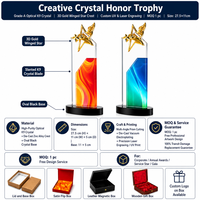 Trophée personnalisé en métal et cristal, récompense étoile dorée pour service, souvenir de réunion annuelle pour employé exceptionnel, vente en gros