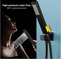 Système de douche à effet pluie et à massage double fonction Robinet thermostatique avec corps noir et pommeau de douche à effet pluie Ensemble complet
