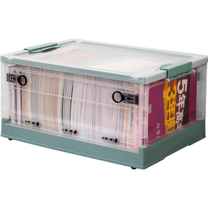 AU CAT CX792 Collapsible Storage Bins with Lid Foldable Plastic Box Containers Organizer Stackable Cube Folding Crate