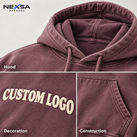 Hoodie surdimensionné violet délavé vintage personnalisé par le fabricant, broderie chenille, motif lettres, coton, streetwear