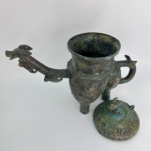 Bronze Dragon Head Wine Vessel với muôi giống như thiết kế chính xác hỗn hợp rượu vang Tính năng phức tạp kim loại thủ công mỹ nghệ thực hiện đúc kỹ thuật - Product Image 3