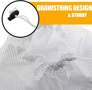Wholesale Cheap Reusable Large Mesh Polyester Laundry Bags with Drawstring Custom Logo Sustainable Home Use - Product Image 2