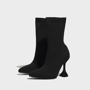 XSD Nouvelle Collection Bottines Nude à Talon Gobelet, Tricotées, Pointues, pour l'extérieur, en Promotion - Product Image 6