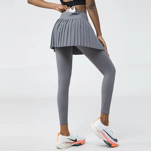 OEM Mujeres de cintura alta de doble capa Falda plisada Leggings Gimnasio Fitness Correr Yoga Skort Deportes Golf Tenis Faldas <span class=keywords><strong>2</strong></span> <span class=keywords><strong>en</strong></span> <span class=keywords><strong>1</strong></span> Falda Pantalones - Product Image 5