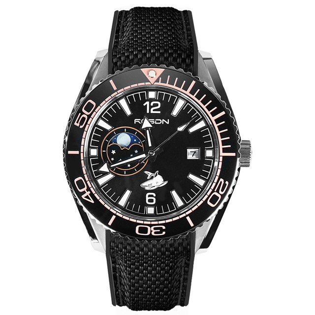 Original Chronograph Function 24h Moon Phase Waterproof Men's Watch with Big Index Dial