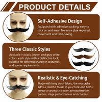Nouvelle fausse moustache autocollante 2026 pour guidon, accessoire de costume pour Halloween, carnaval, fête masquée