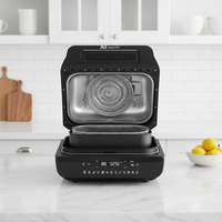 Anbolife Freidora de Aire Digital 12 en 1 con Parrilla 1800W, Sensor de Temperatura para Carne, Pantalla Táctil LED, 12 Ajustes Preestablecidos, Horno Antiadherente OEM