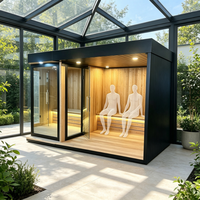 Sauna traditionnel en bois de pruche avec douche, poêle à vapeur extérieur, cabane en bois
