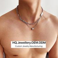 Collar Único de Doble Capa con Diamantes y Colgante Giratorio, Hipoalergénico, Superventas, Joyería Fina Casual para el Trabajo