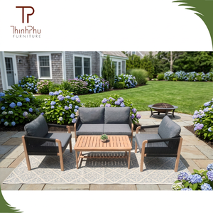 Contemporary Acacia <b>Wood</b> Sofa Set (4pcs) Foldable Eco-friendly Outdoor <b>Garden</b> Villa Hotel Furniture Teak <b>Wood</b> <b>Frame</b> Wholesale - Product Image 5