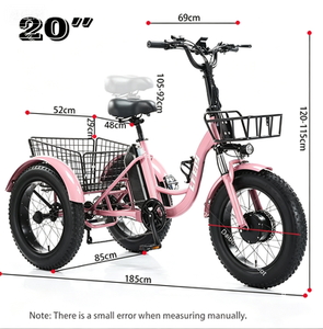 Triciclo para Adultos de 3 Ruedas, 500W, 48V, 20 Pulgadas, Motor sin Escobillas, Batería de Litio, Impermeable, Antirrobo, LUFEIYAXUANKU - Product Image 2