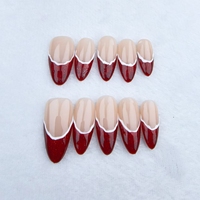 Uñas a presión uñas de almendra estilo minimalista francés irregular alta calidad reutilizable fábrica al por mayor