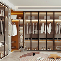 Armoire moderne avec porte en verre sur mesure Lesso Home, armoires coulissantes, armoire de luxe pour chambre à coucher, armoire en bois avec rangement