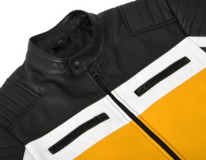 Custom 100% Genuine Black <b>Yellow</b> Nappa Leather Men’s Jacket <b>Croc</b> Embossed Pattern YKK Zipper Private Label OEM/ODM Wholesale - Product Image 5