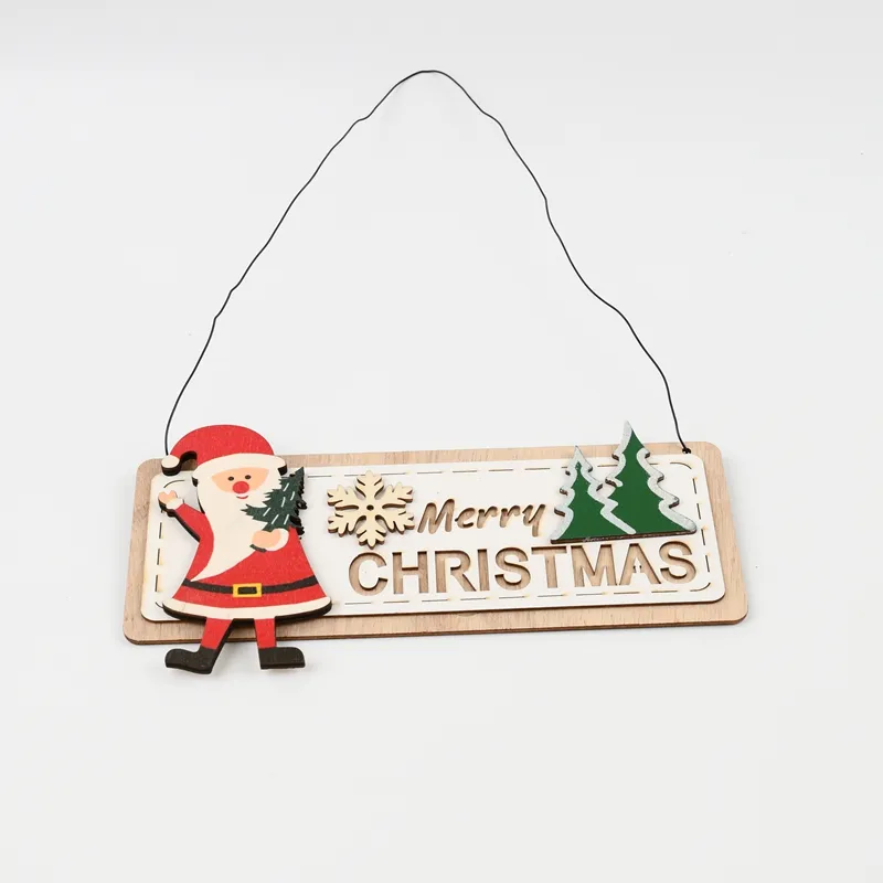 High Quality Cartoon Cute Wooden Hanging Pendant Christmas Tree Decoration For New Year