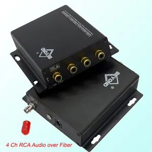 4 Ch RCA de Audio por fibra de extensor de 20 Km SM fibra o 2 Km MM de fibra de RCA de Audio convertidor de fibra óptica