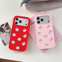 Coque de téléphone tendance et mignonne avec découpe tête de chat pour iPhone 17 Pro Max 16, motif chaton, en silicone souple respirant, protection intégrale