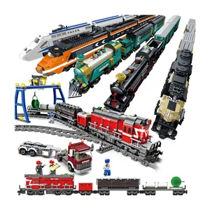 Electric RC car internal combustion electric rail train track building block toys educational assemble bricks