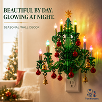 Lumière de nuit à brancher sur prise murale pour sapin de Noël, certifiée IP65, en PVC, ampoule multicolore en forme de bougie, décoration de lustre de Noël, étoiles, cloches, boules