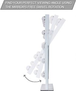 Factory Wholesale White/Black Single-Sided Metal/Glass Lighting Square Vanity <b>Mirror</b> <b>Tabletop</b> 360 Degree Rotation Makeup <b>Mirror</b> - Product Image 2