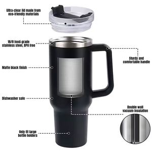 <span class=keywords><strong>Taza</strong></span> de viaje de <span class=keywords><strong>acero</strong></span> <span class=keywords><strong>inoxidable</strong></span> recubierta con impresión de logotipo personalizado 40OZ vaso con asa para <span class=keywords><strong>taza</strong></span> Vaso Aislado Gobelet Isotherme - Product Image 5