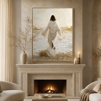 Peinture religieuse unique faite à la main de Jésus, art chrétien spirituel moderne à texture épaisse, cadeau chrétien pour la décoration de la maison et de l'église