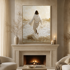 Peinture religieuse unique faite à la main <span class=keywords><strong>de</strong></span> Jésus, art chrétien spirituel moderne à texture épaisse, cadeau chrétien pour la décoration <span class=keywords><strong>de</strong></span> la maison et <span class=keywords><strong>de</strong></span> l'église - Product Image 3