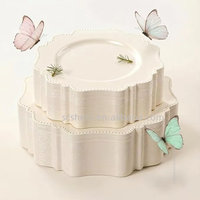 Assiettes jetables élégantes en plastique de qualité alimentaire, résistantes et anti-fuite, 10,25/7,25 pouces, pour fêtes, mariages, banquets, dîners/desserts