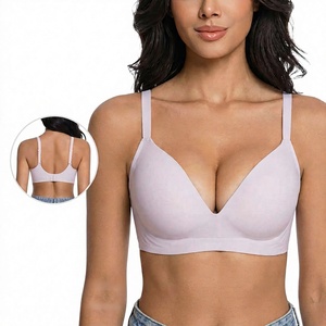 55% Nylon 45% Spandex Wireless Bra Deep V Neck Breathable Push Up Women's Bralette U-Back Adjustable Straps Seamless Bralette